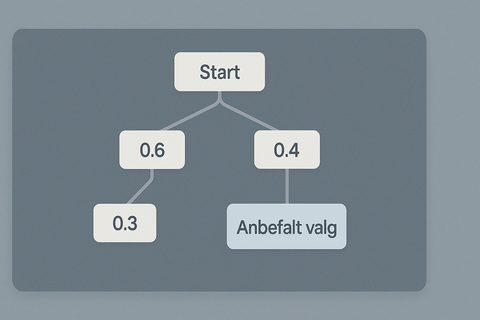 Enkel visning av et beslutningstre med anbefalt valg